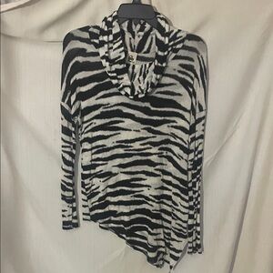 S-Twelve Black and White Zebra Pattern Top